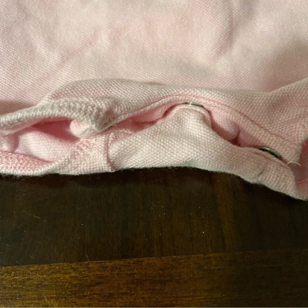 Ralph Lauren | short sleeve pink bubble ruffle polo shirt romper | 9 mo